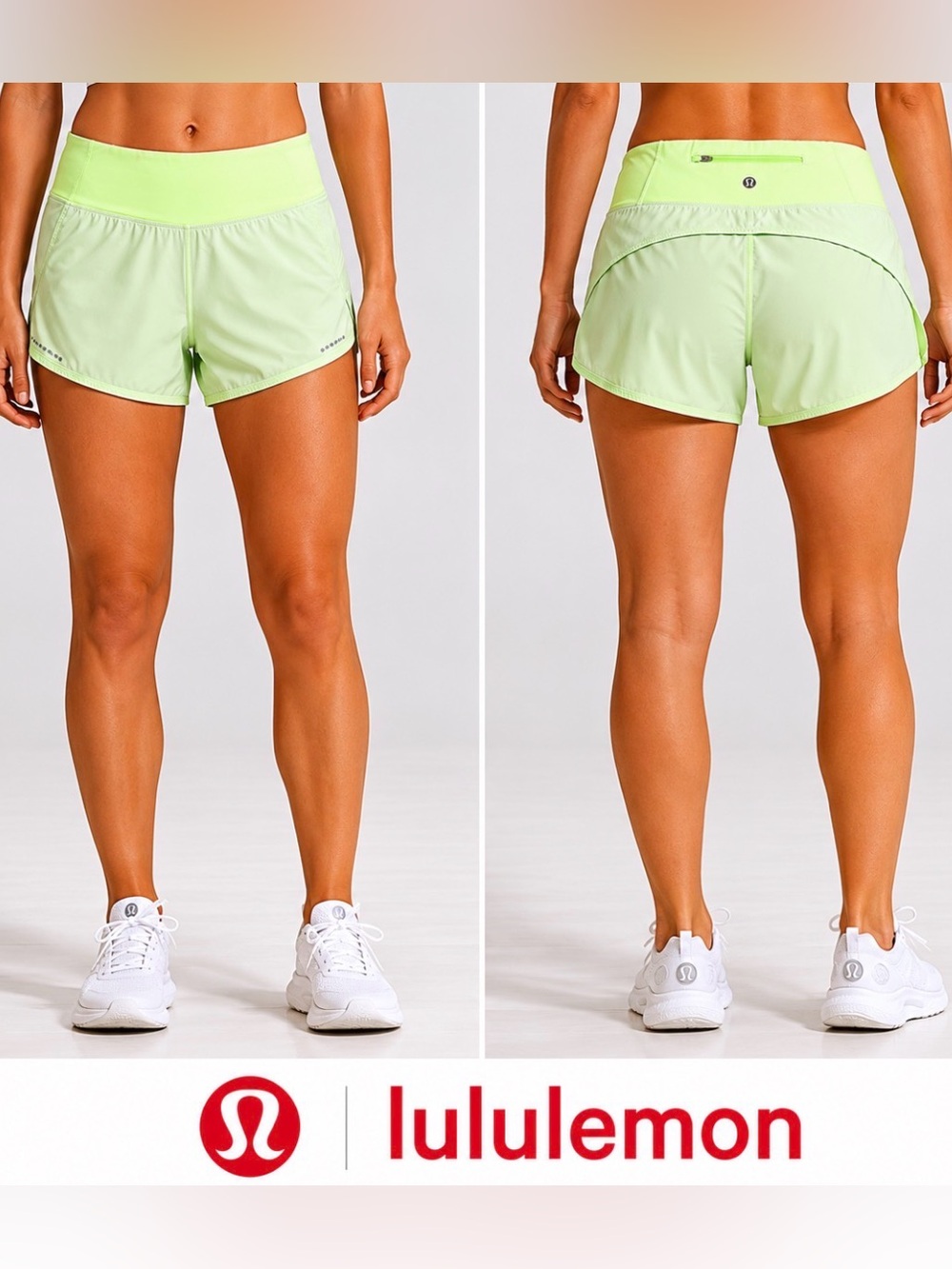 Lululemon Speed Up Running Shorts Neon Green Lined Athletic Women’s Size 12 Gym
